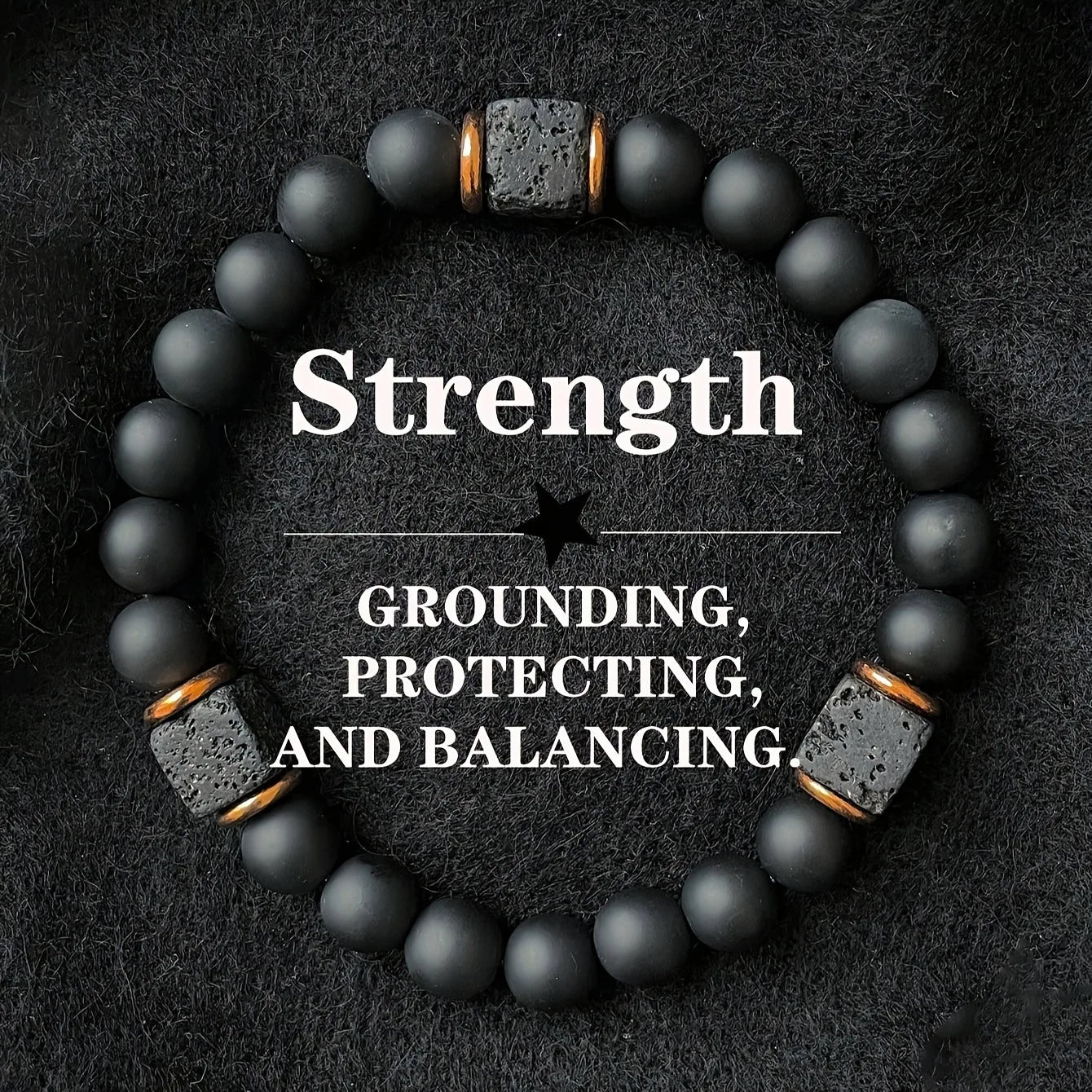 1pc Men's Volcanic Stone Bracelet with Square Black Agate, Fashionable Jewelry Suitable for Modern Gentlemen Magnetic Therapy