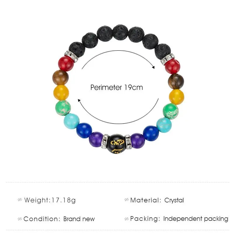 7 Chakra Bracelet with Meaning Cardfor Men Women Natural Crystal Healing Anxiety Jewellery Mandala Yoga Bracelet Gift