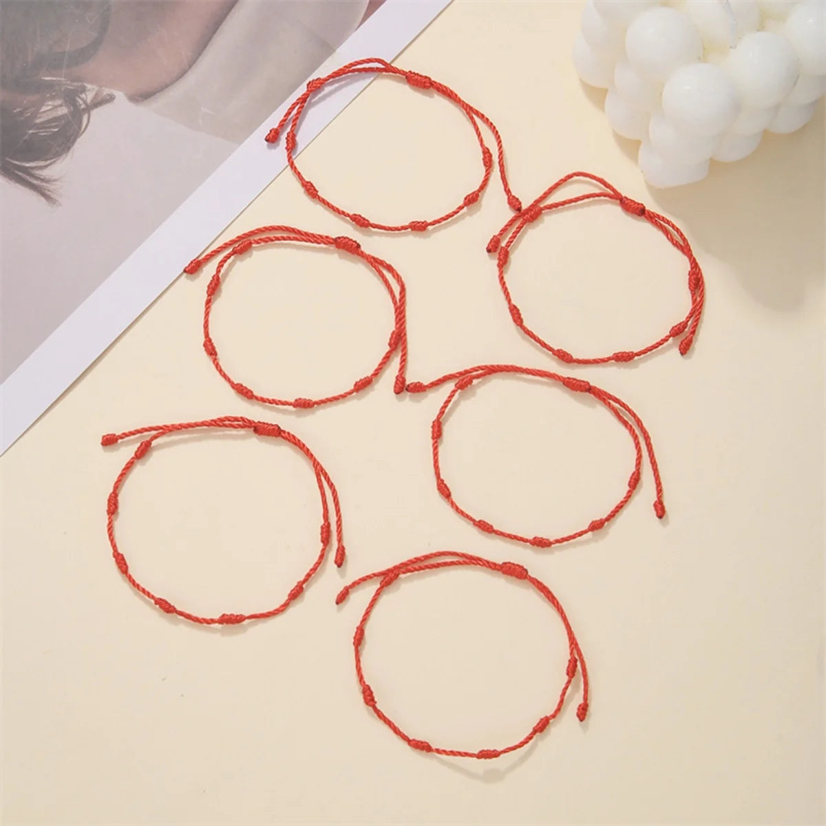 6Pcs/Set Handmade Lucky 7 Knot Red String Bracelets For Women Men Minimalist Blue Black Rope Chain Bangle Amulet Success Jewelry