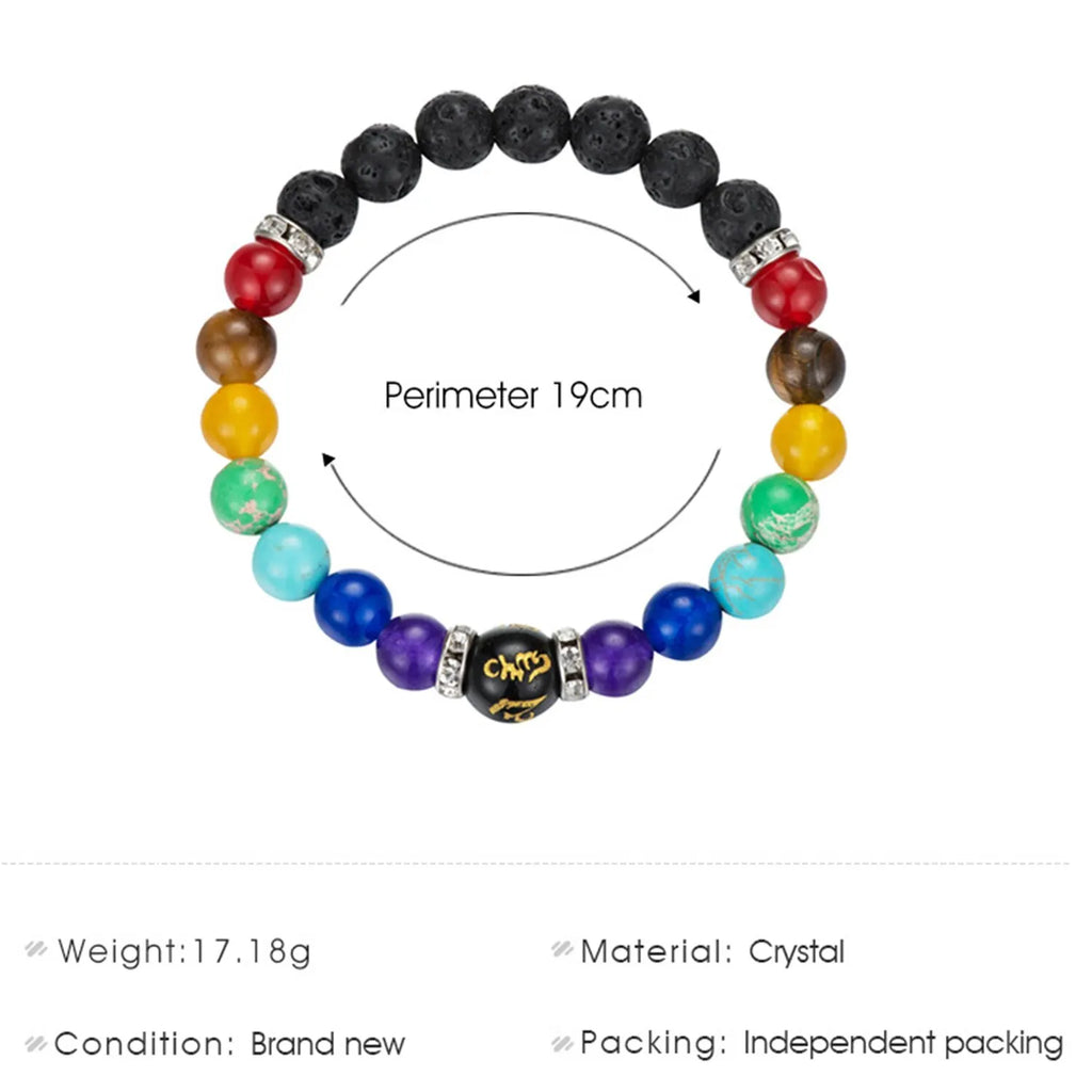 7 Chakra Bracelet with Meaning Cardfor Men Women Natural Crystal Healing Anxiety Jewellery Mandala Yoga Bracelet Gift