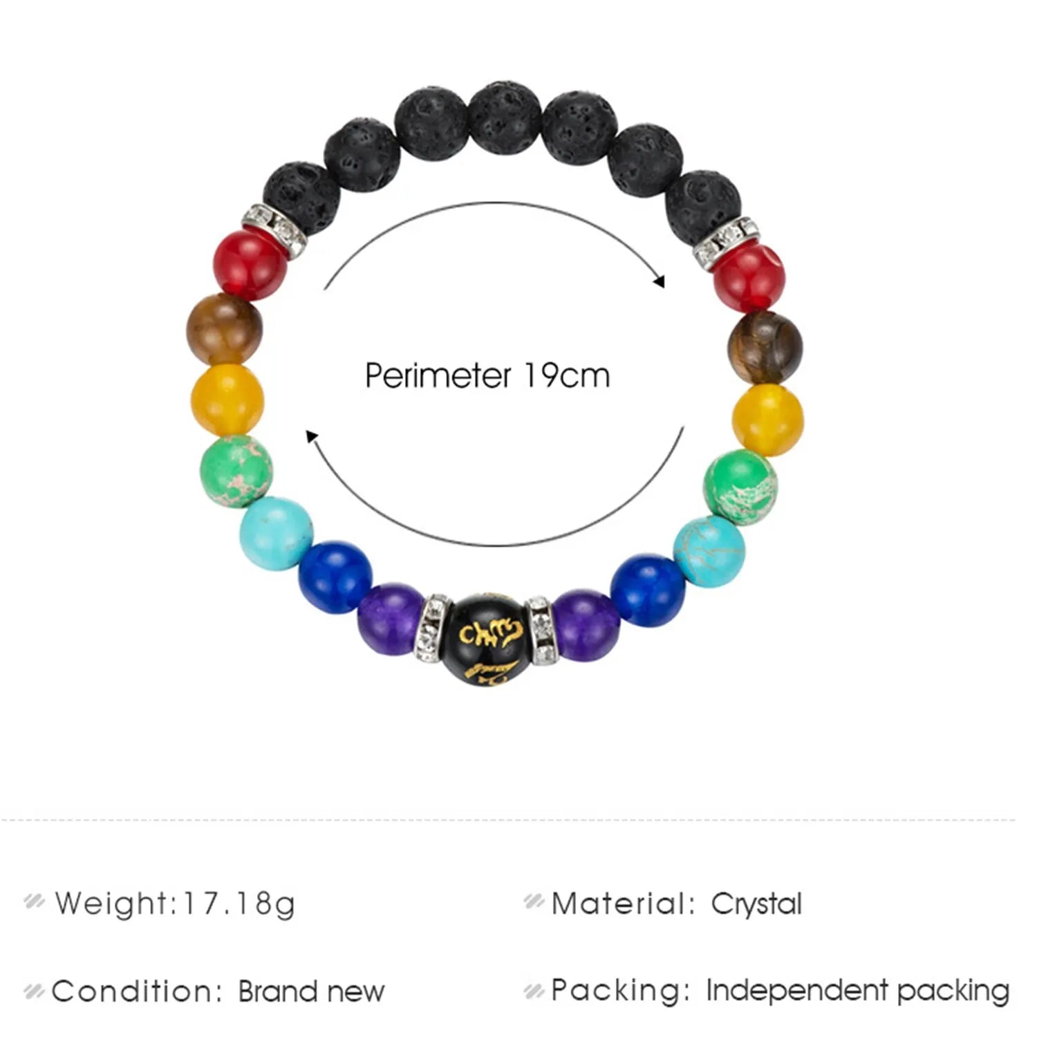 7 Chakra Bracelet with Meaning Cardfor Men Women Natural Crystal Healing Anxiety Jewellery Mandala Yoga Bracelet Gift
