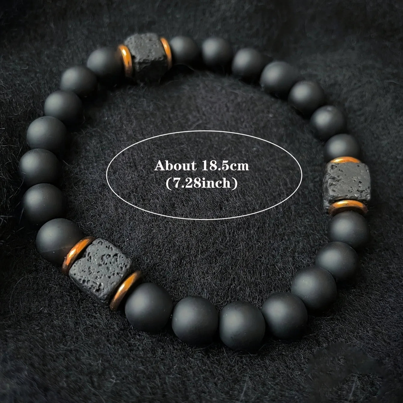 1pc Men's Volcanic Stone Bracelet with Square Black Agate, Fashionable Jewelry Suitable for Modern Gentlemen Magnetic Therapy