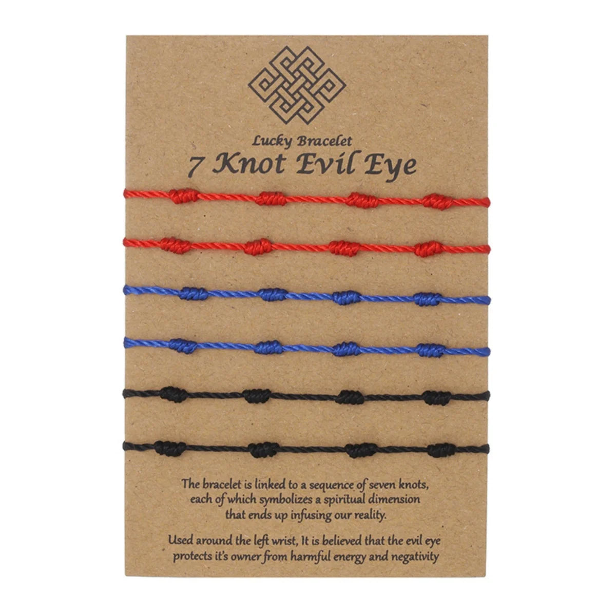 6Pcs/Set Handmade Lucky 7 Knot Red String Bracelets For Women Men Minimalist Blue Black Rope Chain Bangle Amulet Success Jewelry