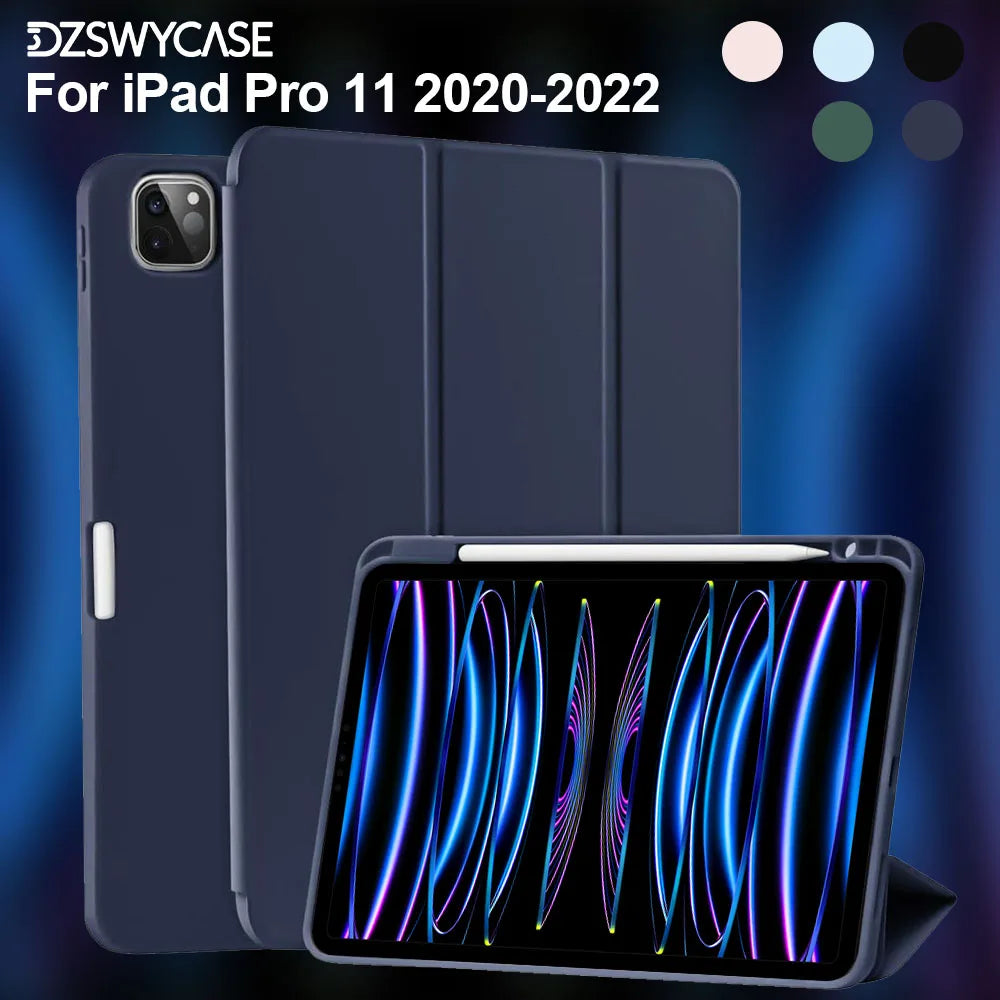 Case for iPad Pro 11 Inch 4th/3rd/2nd Generation 2022/2021/2020 with Pencil Holder Smart Protective Cover, Auto Wake/Sleep