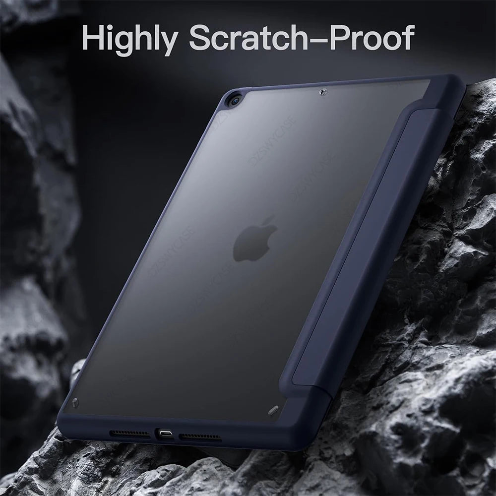 Hybrid Slim Case for iPad 9th/8th/7th Generation (2021/2020/2019)10.2 Inch with Pencil Holder Clear Transparent Back Shell Cover