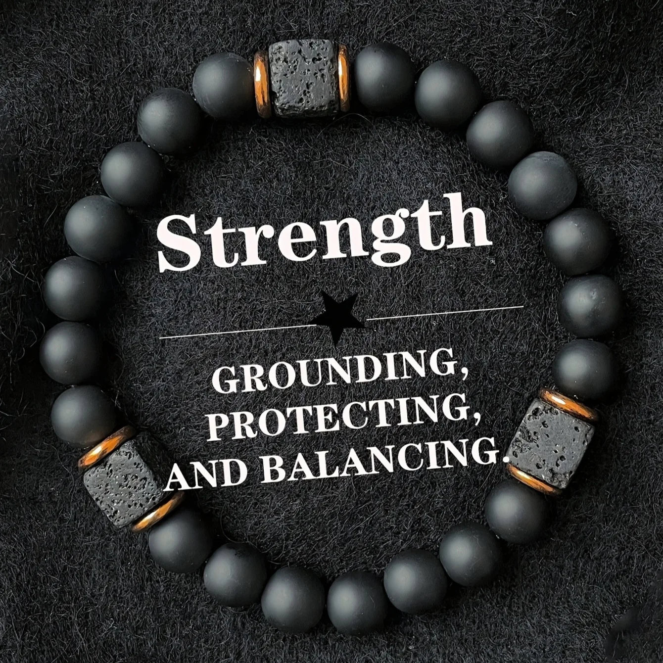 1pc Men's Volcanic Stone Bracelet with Square Black Agate, Fashionable Jewelry Suitable for Modern Gentlemen Magnetic Therapy