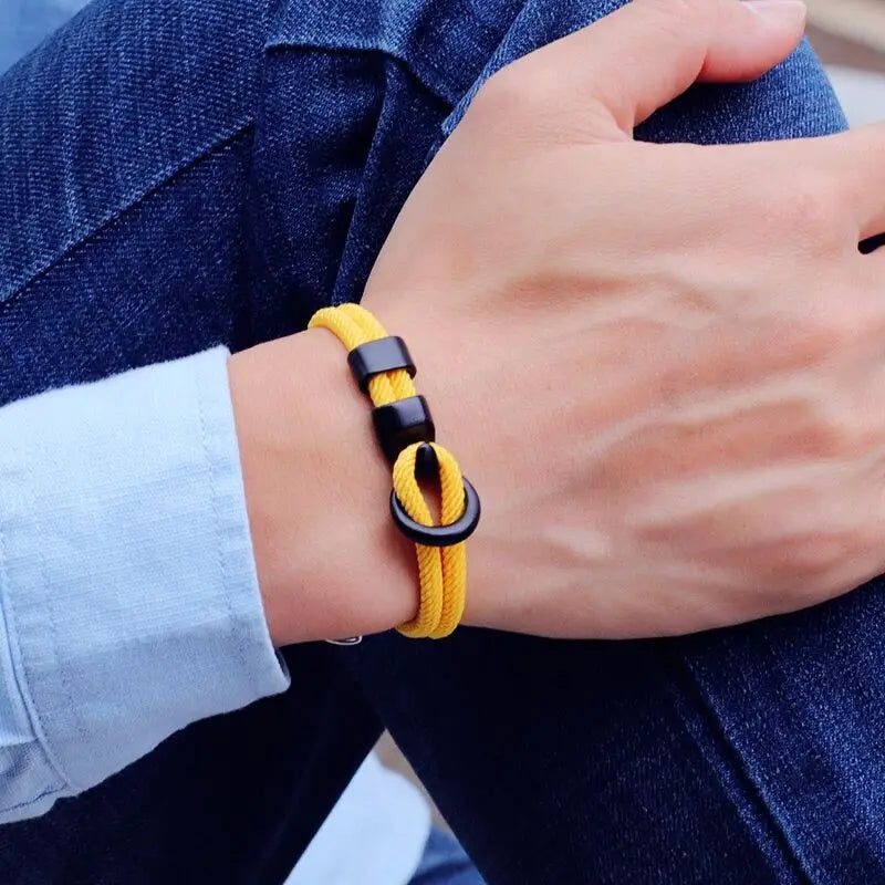 New 3Pcs Men Bracelet Set Lucky Red Keel Rope Braslet Surfer Nautical Fabric Braclet Leisure Accessories Gift For Him Jewelry