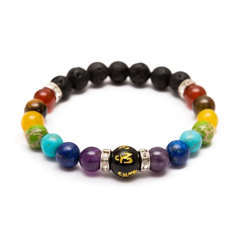 7 Chakra Bracelet with Meaning Cardfor Men Women Natural Crystal Healing Anxiety Jewellery Mandala Yoga Bracelet Gift