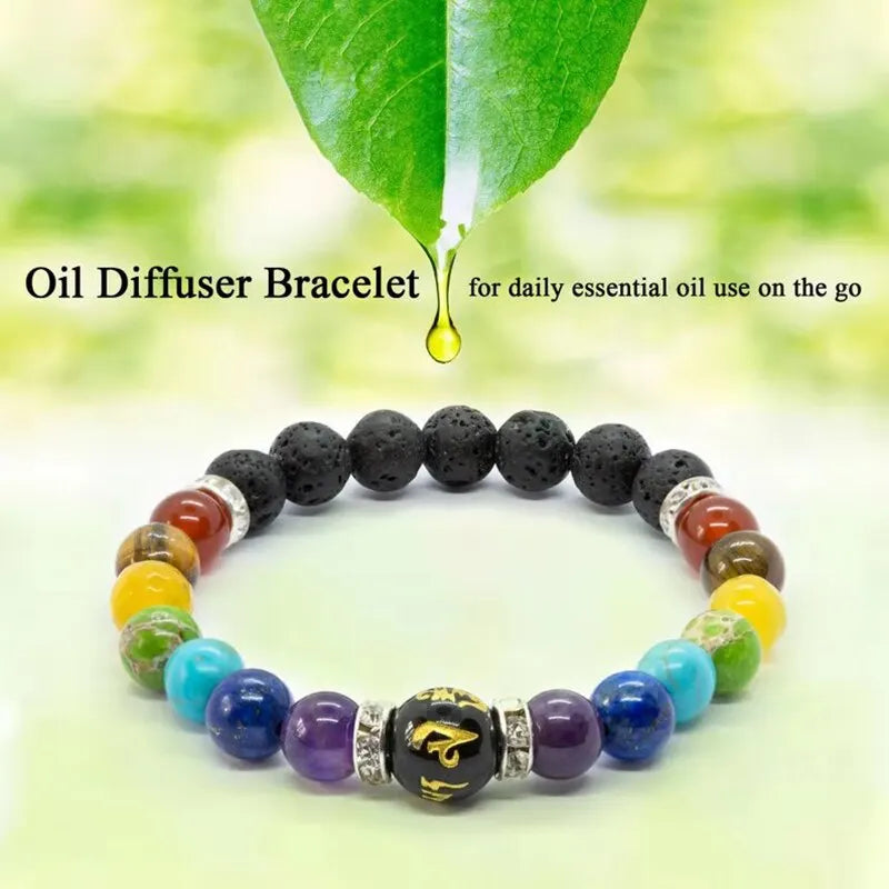 7 Chakra Bracelet with Meaning Cardfor Men Women Natural Crystal Healing Anxiety Jewellery Mandala Yoga Bracelet Gift