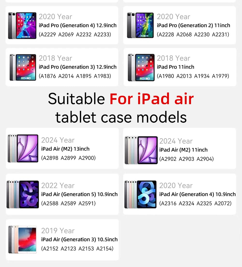 For 2024 iPad Air 6 Case iPad Air 5  6 11 iPad Pro 11 12.9 13 10 Gen 10.2 9th 8th 7th 9.7 6th 5th Mini 7 6 Case With Pen Holder