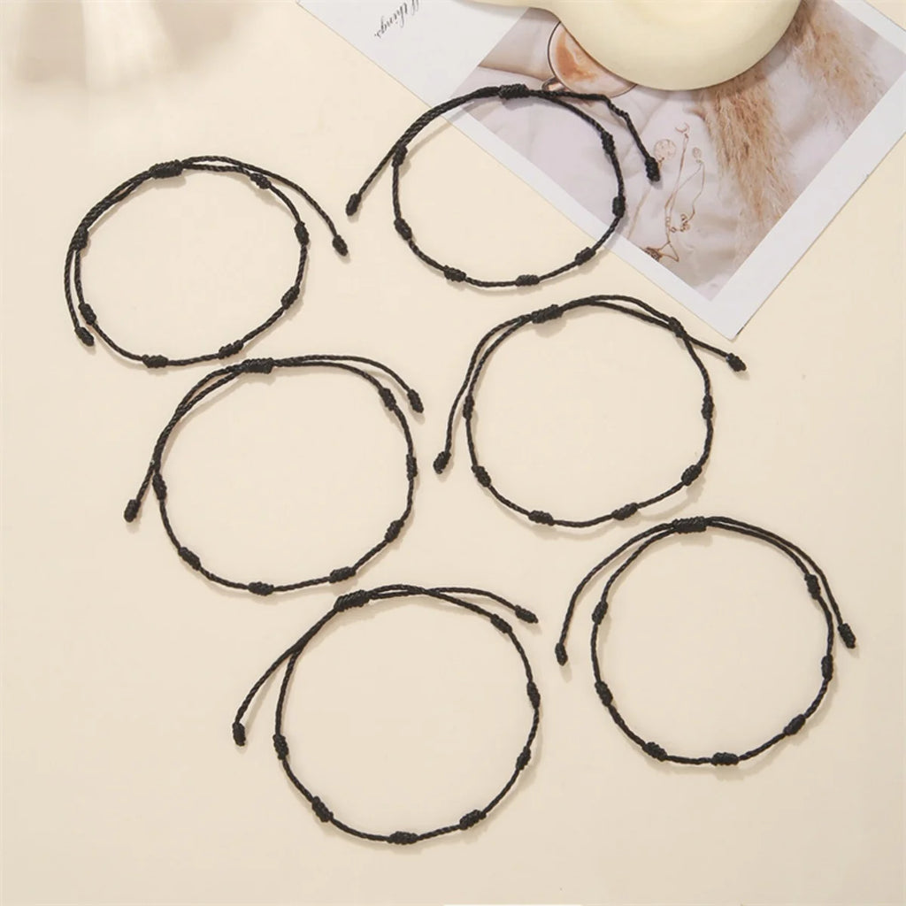 6Pcs/Set Handmade Lucky 7 Knot Red String Bracelets For Women Men Minimalist Blue Black Rope Chain Bangle Amulet Success Jewelry