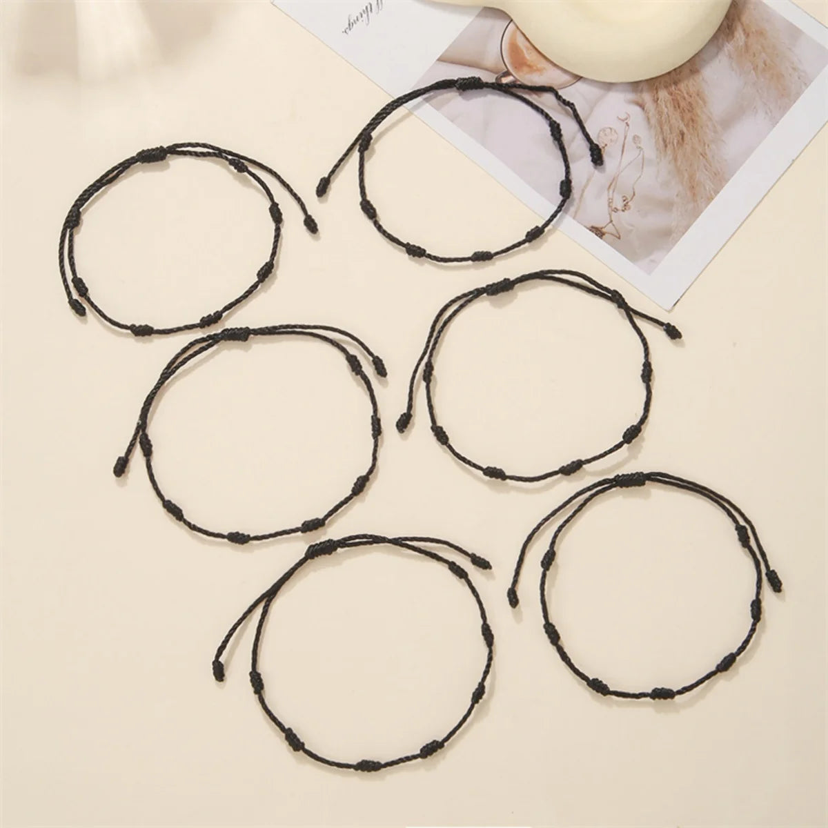 6Pcs/Set Handmade Lucky 7 Knot Red String Bracelets For Women Men Minimalist Blue Black Rope Chain Bangle Amulet Success Jewelry