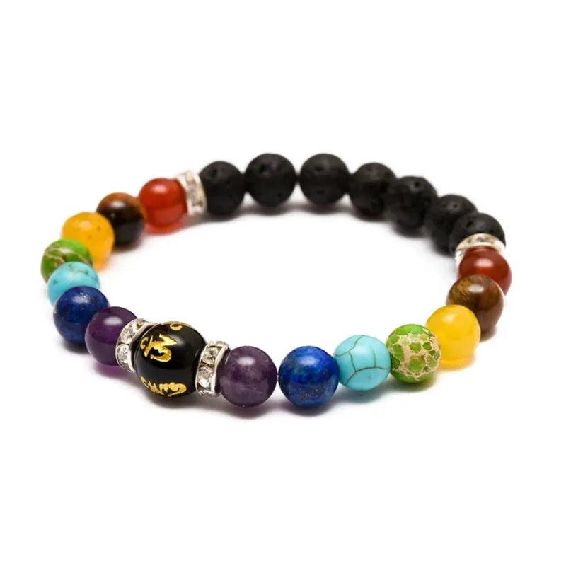 7 Chakra Bracelet with Meaning Cardfor Men Women Natural Crystal Healing Anxiety Jewellery Mandala Yoga Bracelet Gift