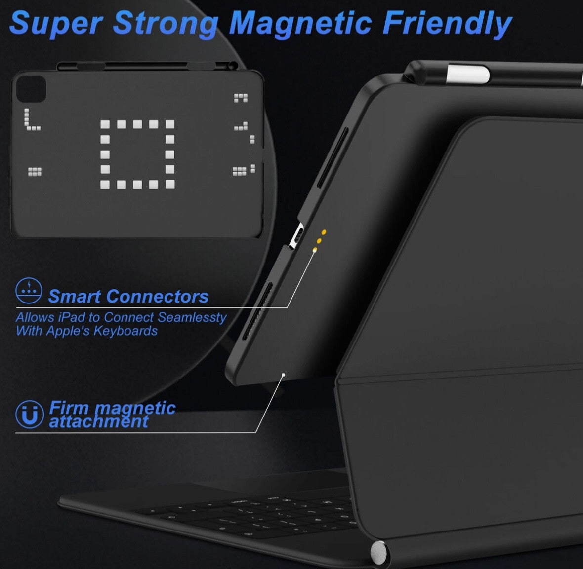 Magnetic Case for iPad Pro 12.9 2018-22-Compatible with Magic Keyboard & Pencil