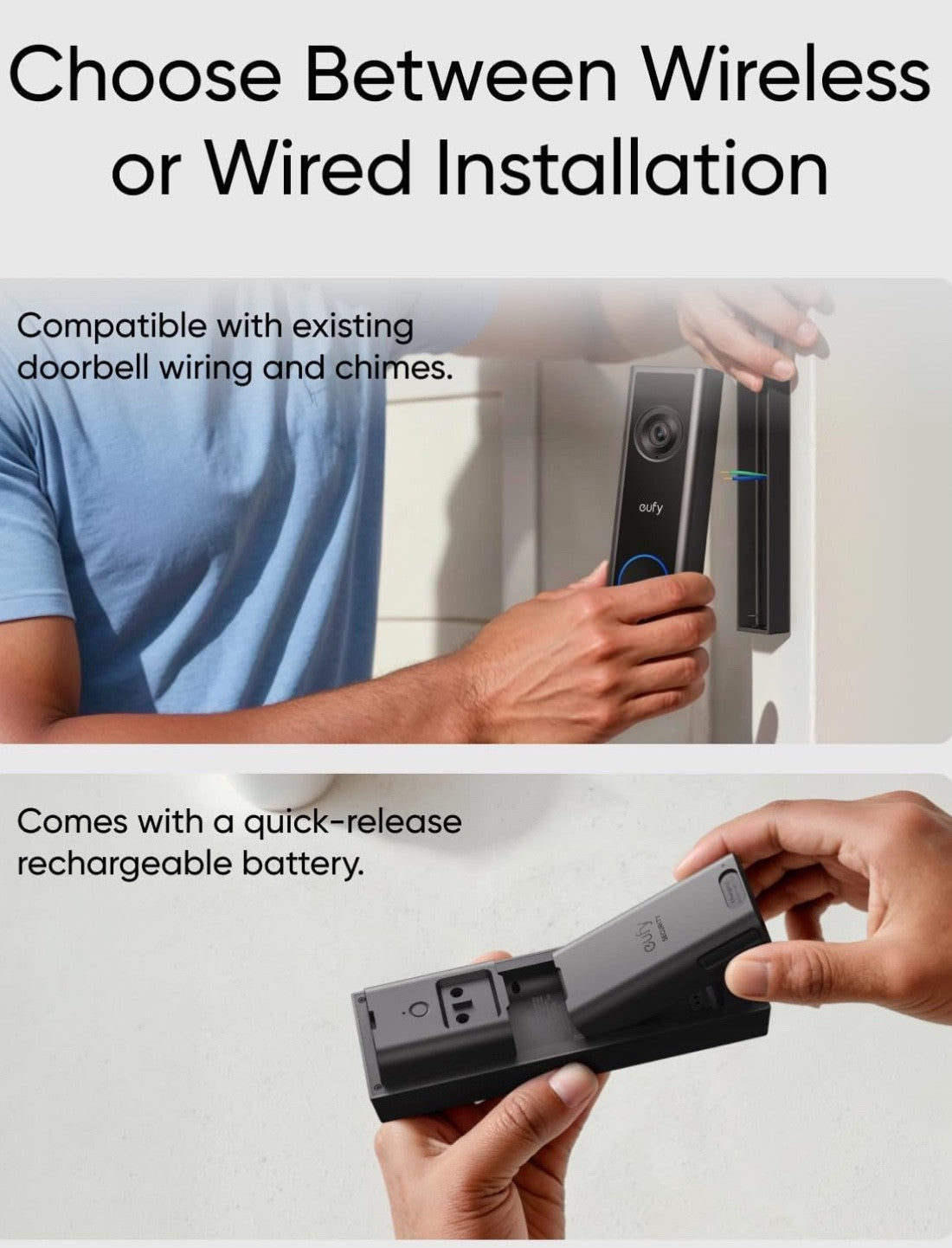 Eufy Security Video Doorbell C31 &Chime 2K FHD Battery or Hardwire Powered