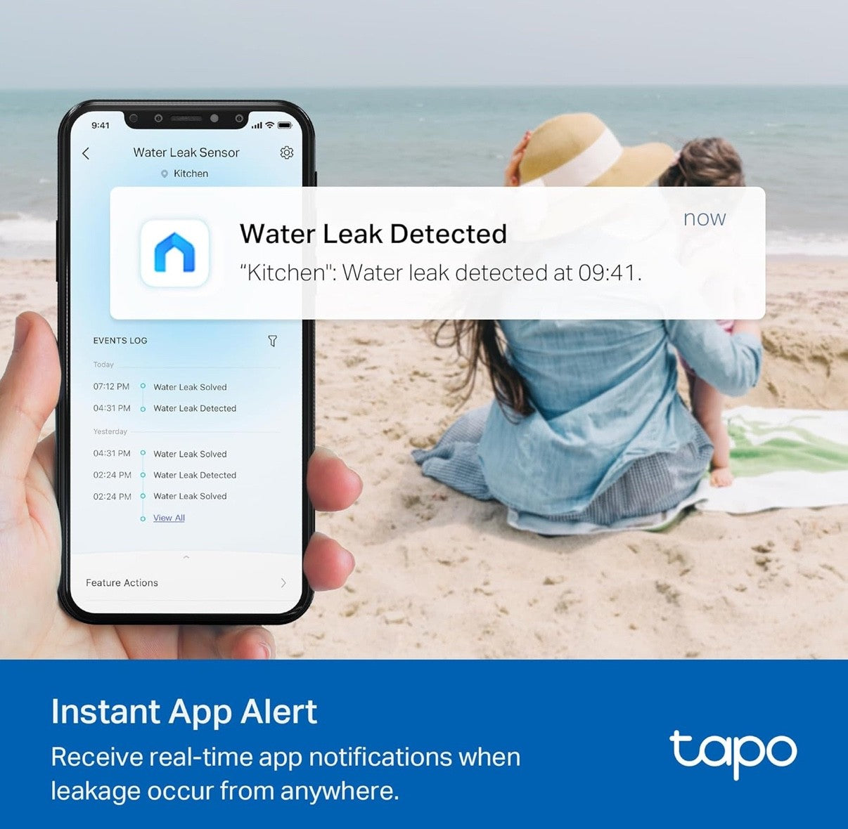 T300 Smart Water Leak Detector Water Leak Sensor Drip Leak Alert Real Time