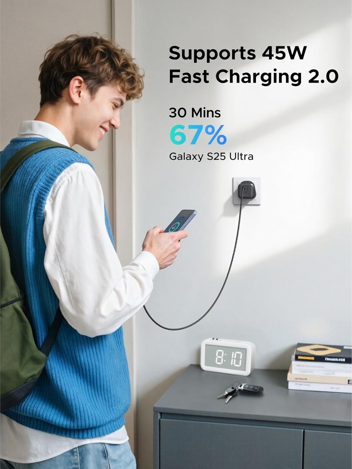 UGREEN USB C Charger Plug, 45W 3-Port USB Fast Charger