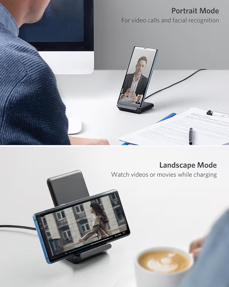 Anker Wireless Charger PowerWave Stand 10W Qi-Certified for iPhone Fast-Charging