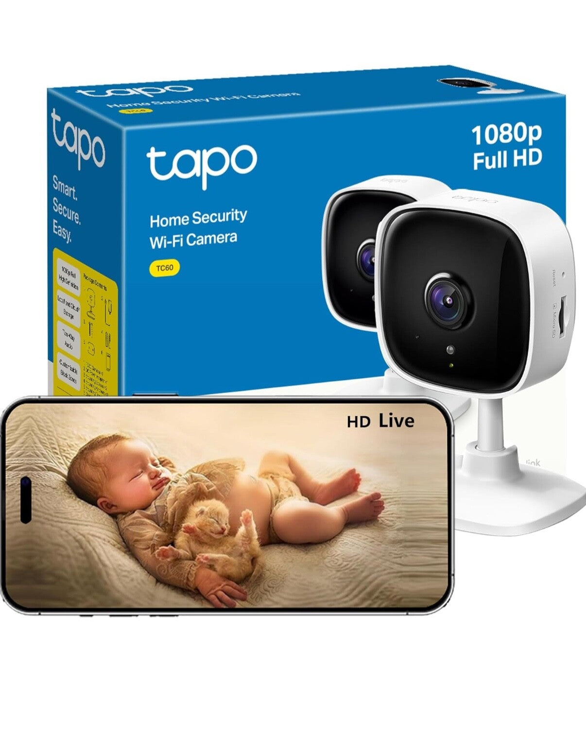 Tapo Mini Smart Security Camera 1080p, Night Vision, 2-Way Audio, Alexa/Google