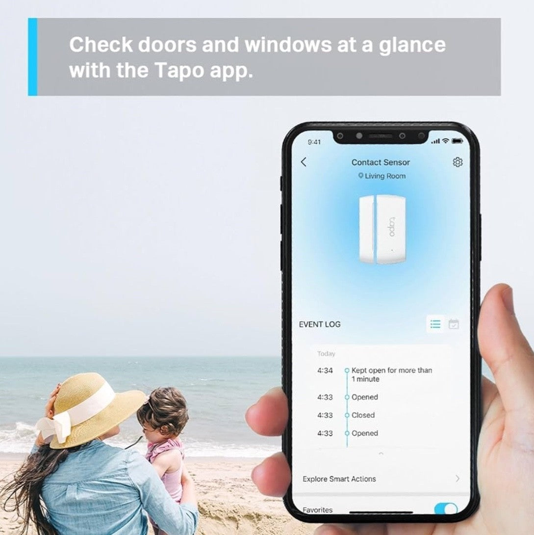 Tapo T110 Smart Door Alarm, Window Door Alarm Sensor with Real-Time Monitoring,