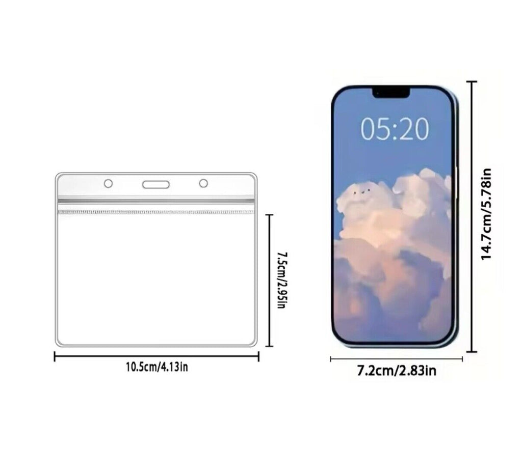 10x Clear ID Card Badge Pass Holder Pocket Plastic Wallet Sizes For ID Lanyards