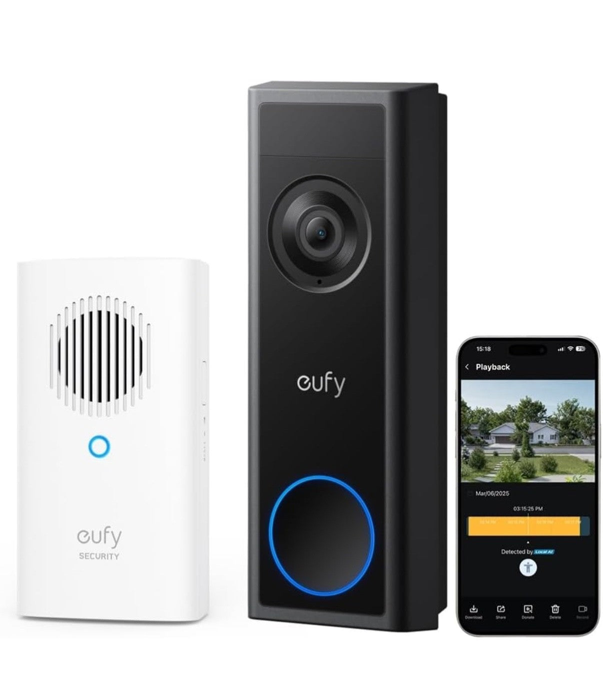 Eufy Security Video Doorbell C31 &Chime 2K FHD Battery or Hardwire Powered