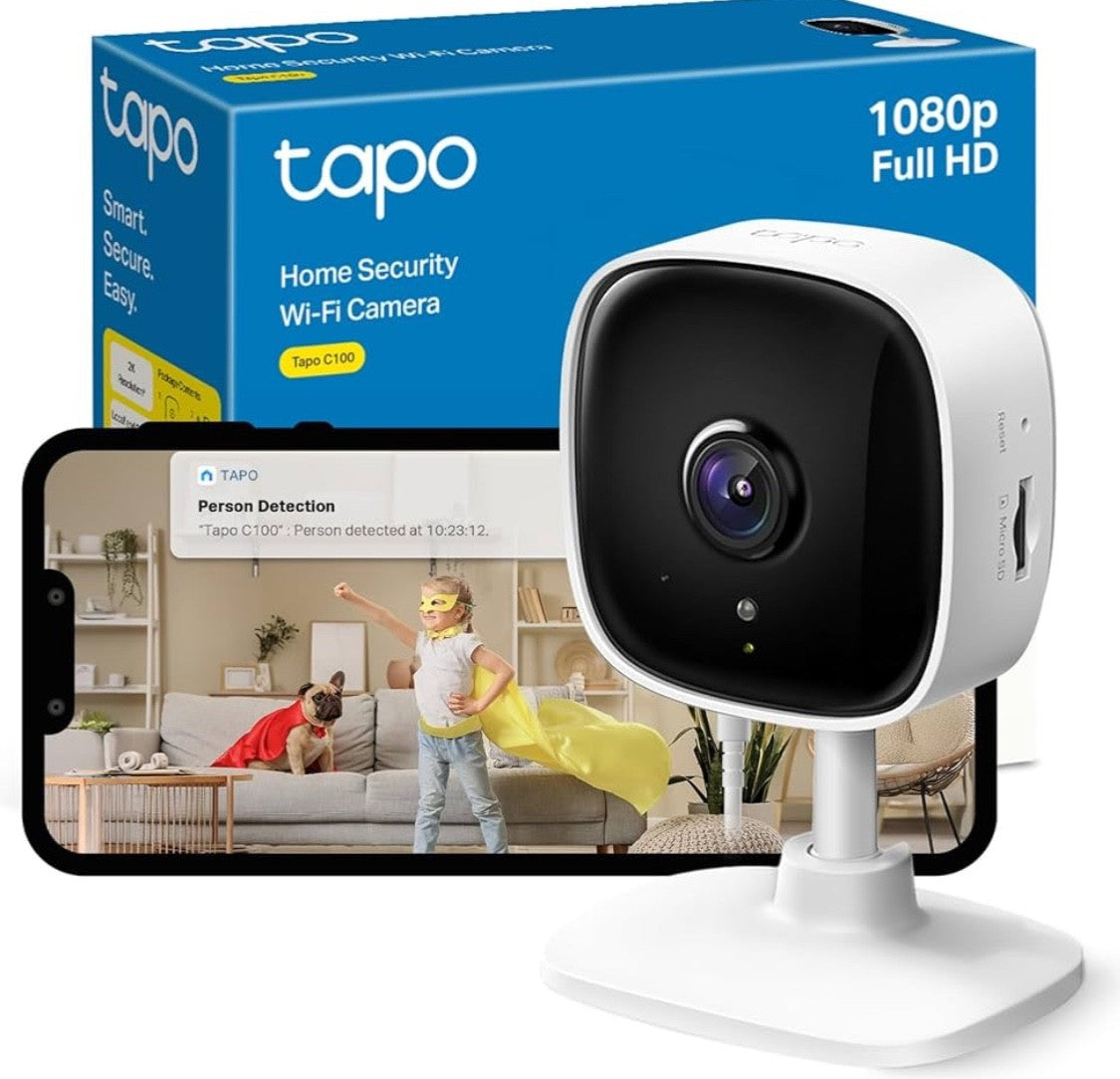 Tapo C100 1080P Indoor Camera, Wi-Fi Baby Monitor, Motion Detection, 2-Way Talk,