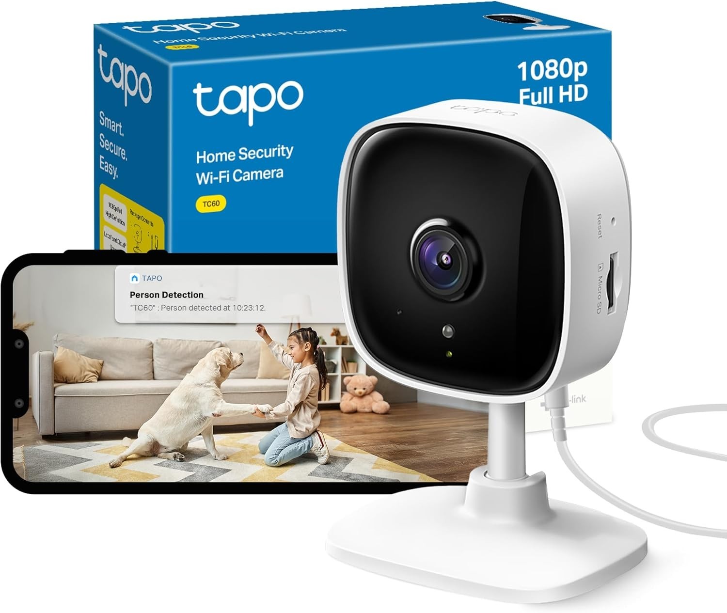 Tapo TC60 Indoor Camera House Security Camera, Wifi Camera, No Monthly Fee, AI D