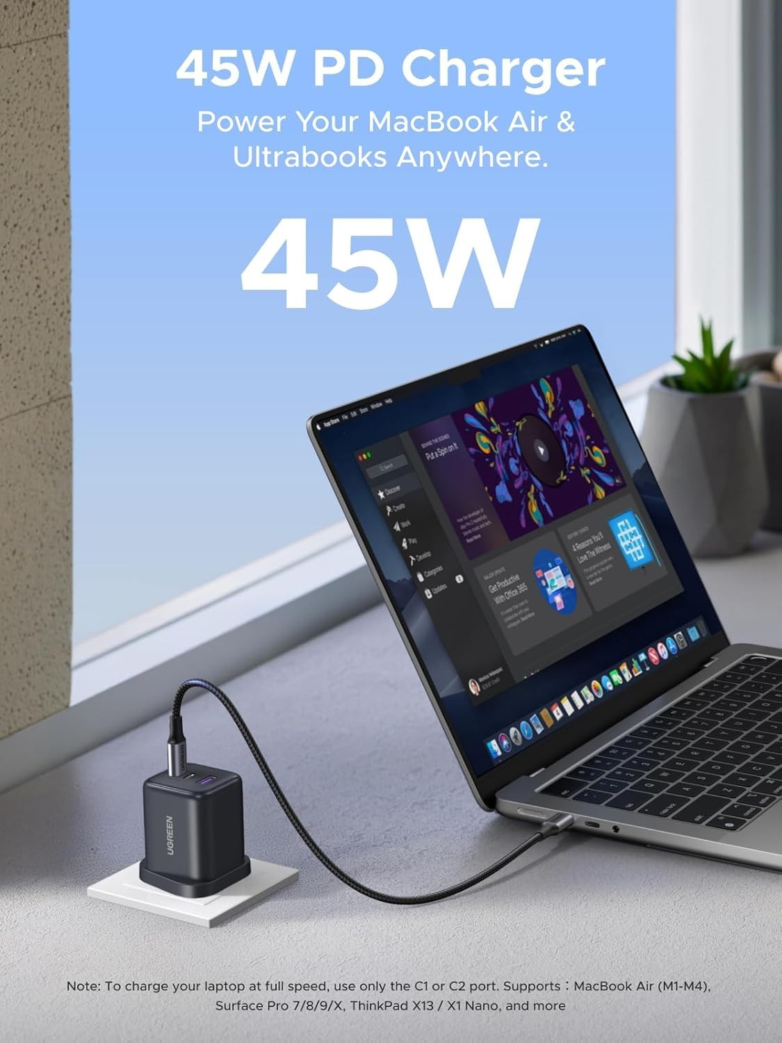 UGREEN USB C Charger Plug, 45W 3-Port USB Fast Charger