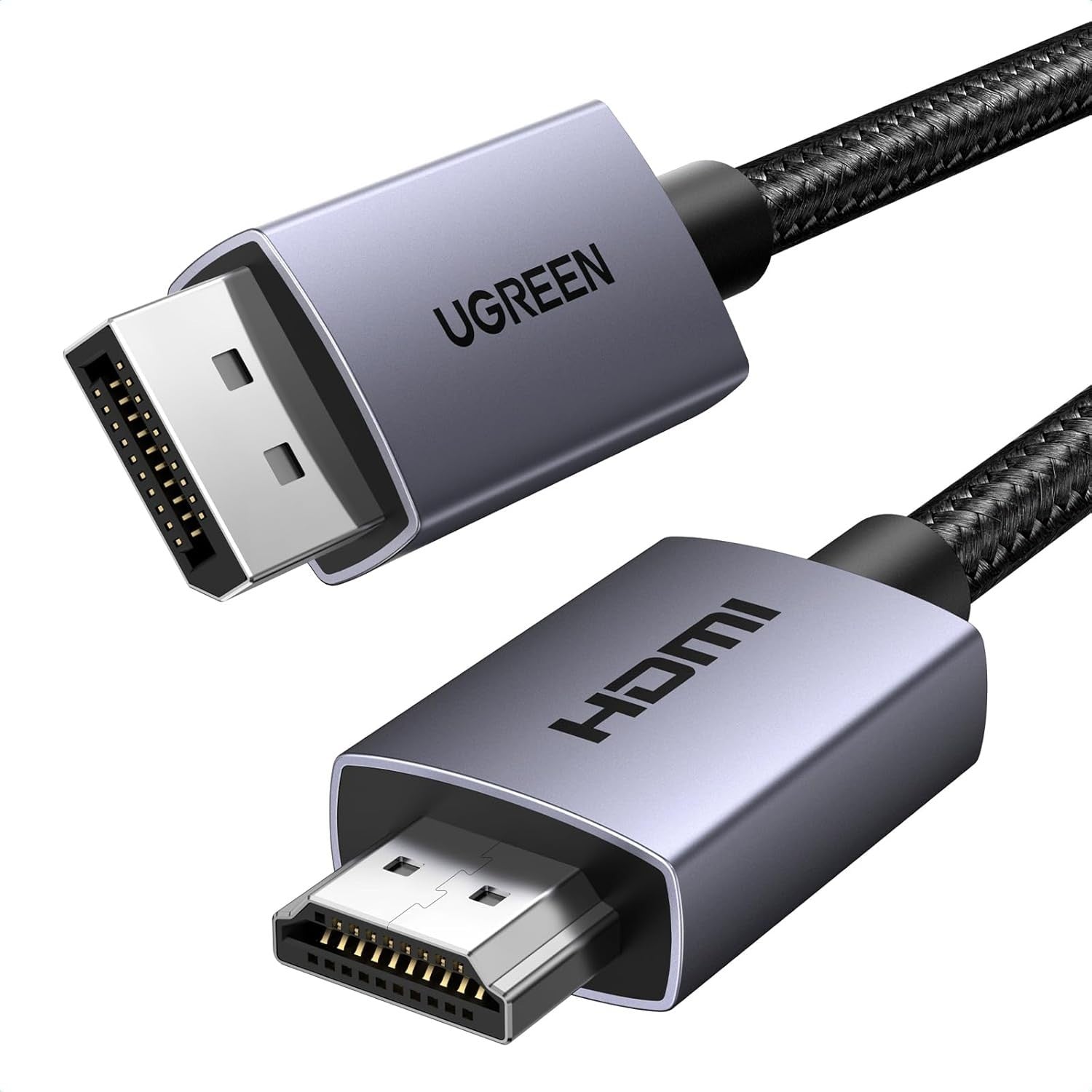 UGREEN 4K Displayport to HDMI Cable  UniDirectional Braided DP to HDMI 1-2M