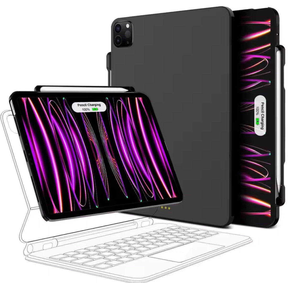 Magnetic Case for iPad Pro 12.9 2018-22-Compatible with Magic Keyboard & Pencil