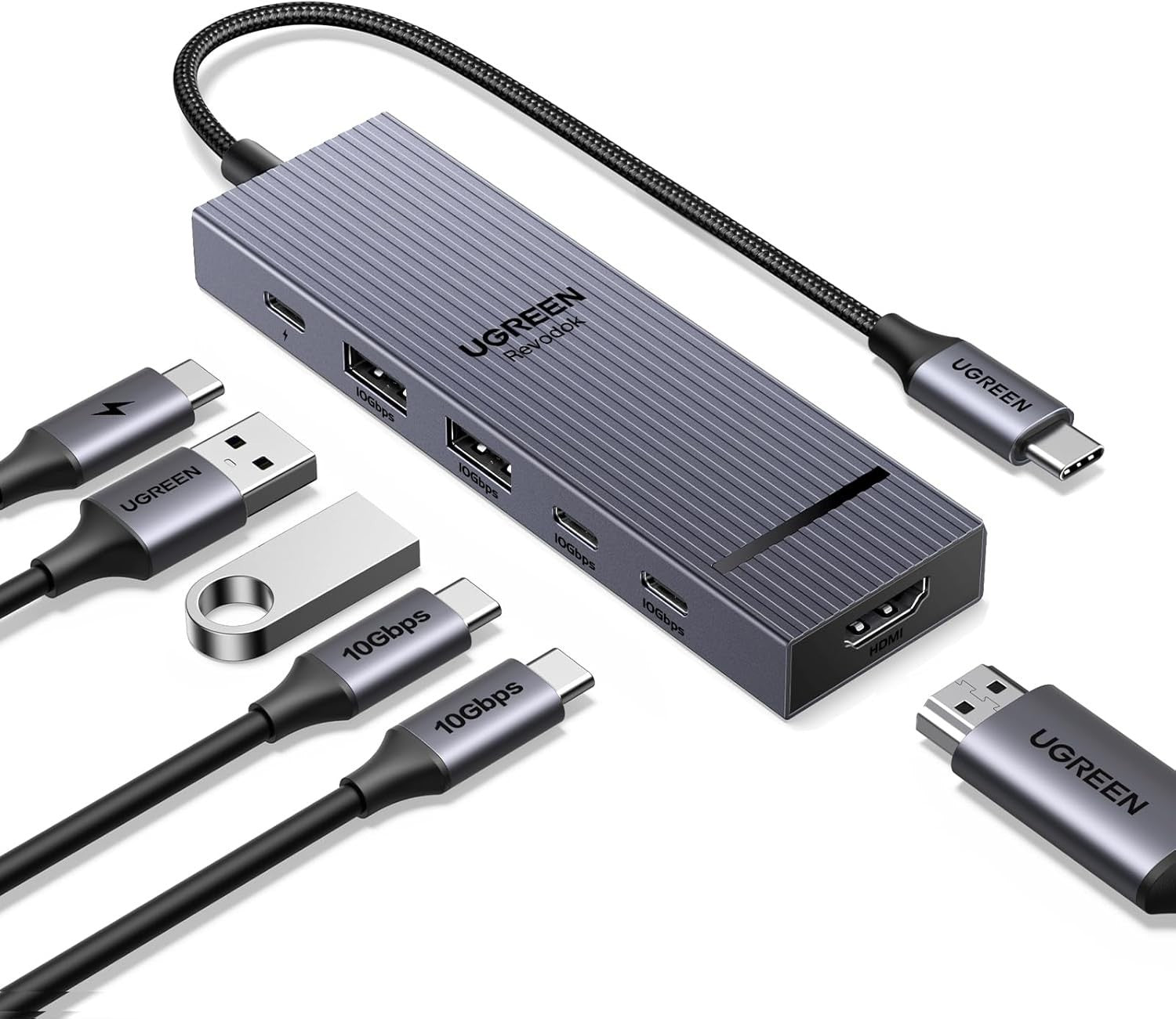 UGREEN USB C Hub, Revodok Pro 106 USB-C 6-In-1 USB C Adapter, 4K@60Hz HDM