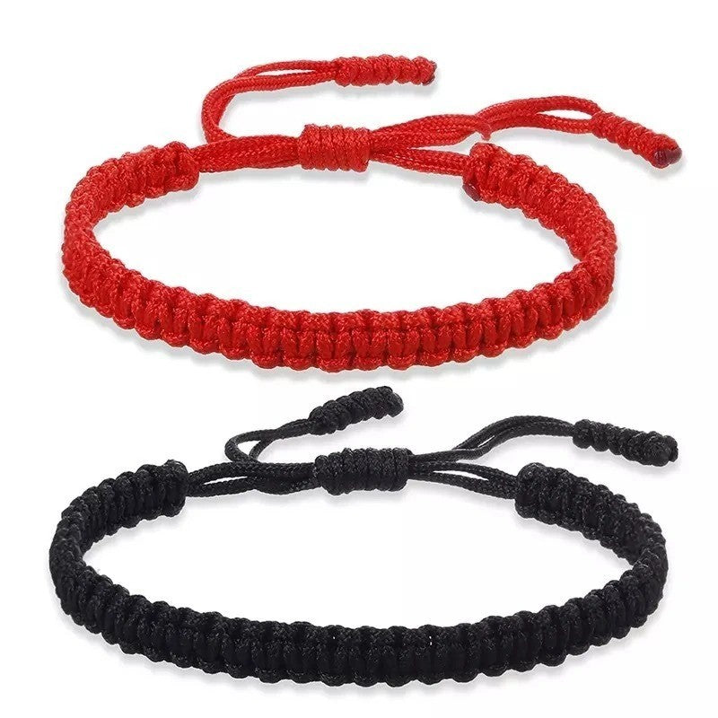 Braid String Bracelets Red Black Buddhist Tibetan Woven Rope Good Luck