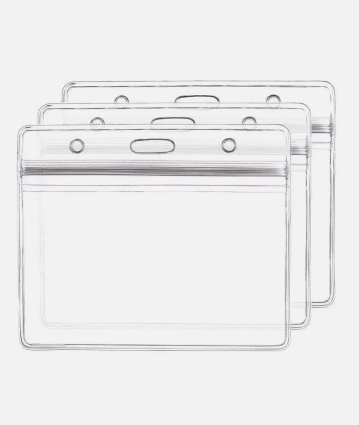 10x Clear ID Card Badge Pass Holder Pocket Plastic Wallet Sizes For ID Lanyards