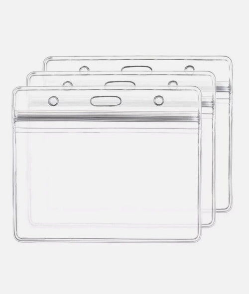 10x Clear ID Card Badge Pass Holder Pocket Plastic Wallet Sizes For ID Lanyards