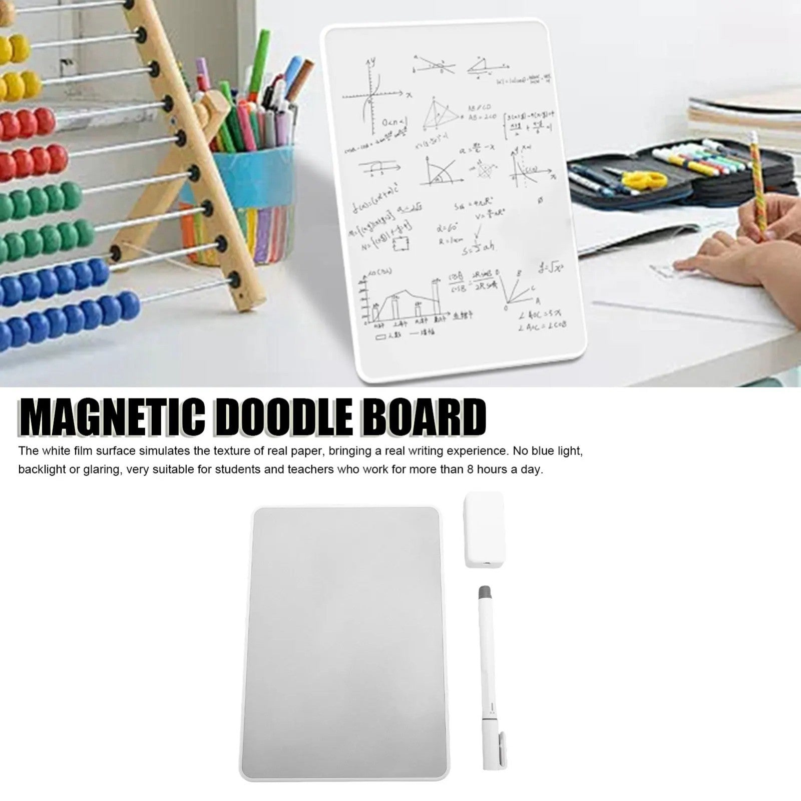 Magnetic Writing Board A4- Partially/Selective Erasable Drawing Board- 0.8mm Pen