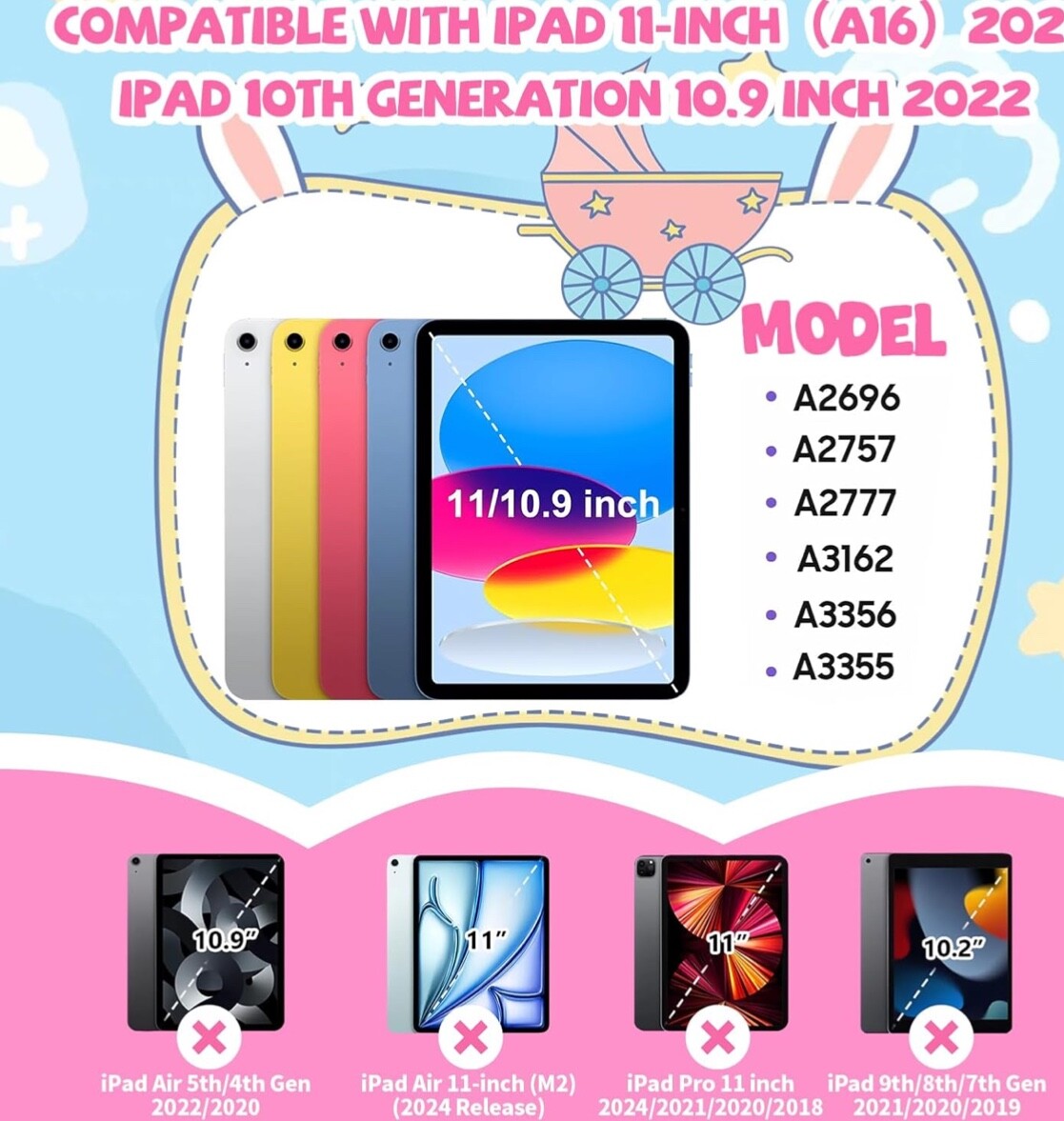 iPad (A16) 11th/10th Generation Case 2025 11inch/ 2022 10.9inch for Kids Girl