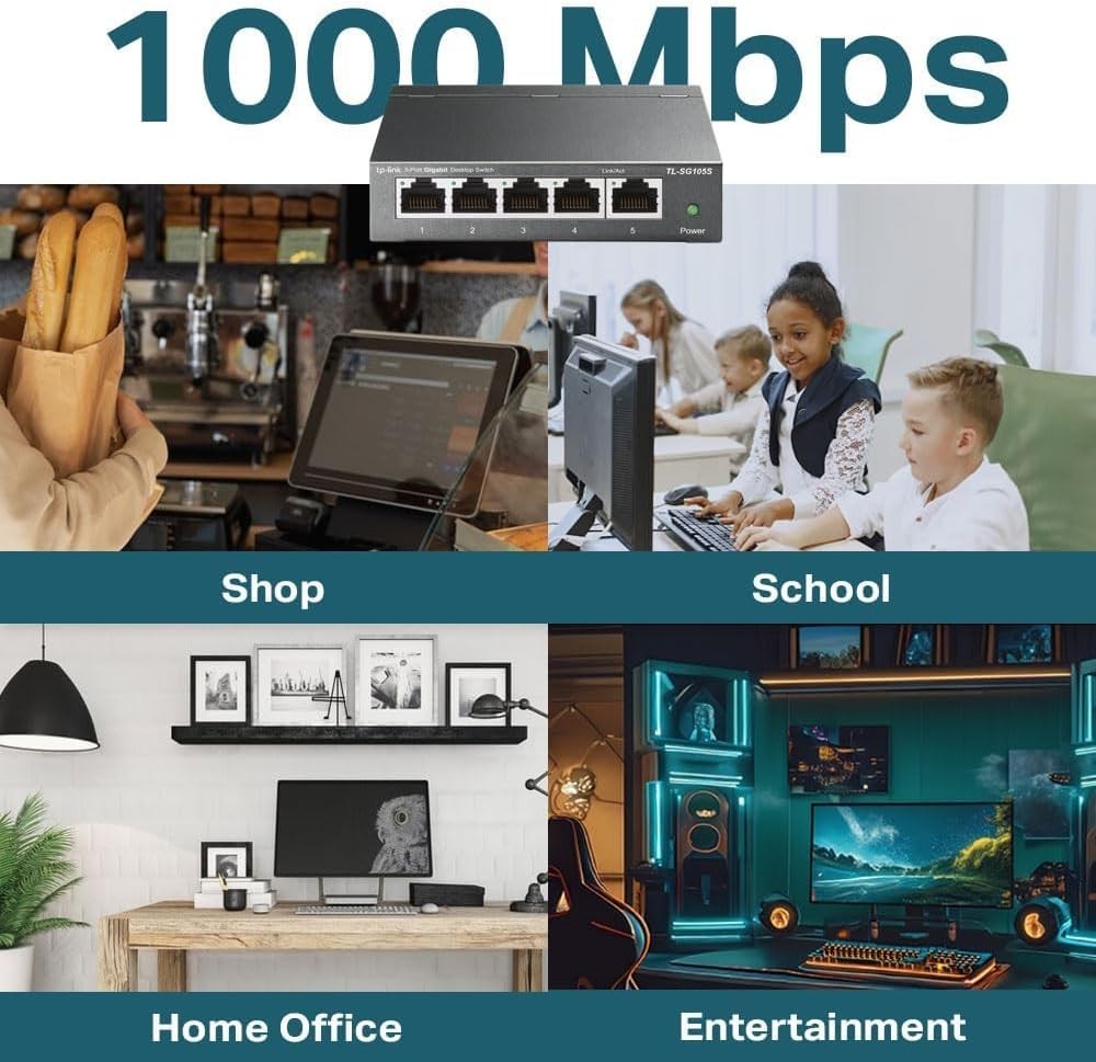 TP-Link TL-SG105S 5 Port Gigabit Ethernet Network Switch,