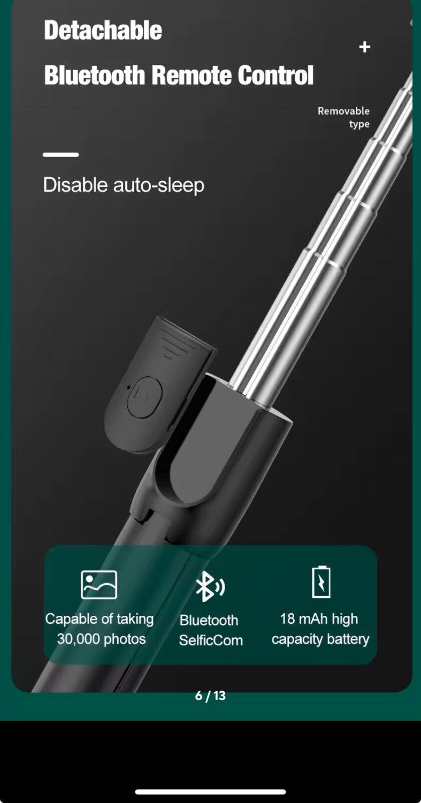 Bluetooth Selfie Tripod Telescopic Stick Remote Monopod Extendable Phone Holder