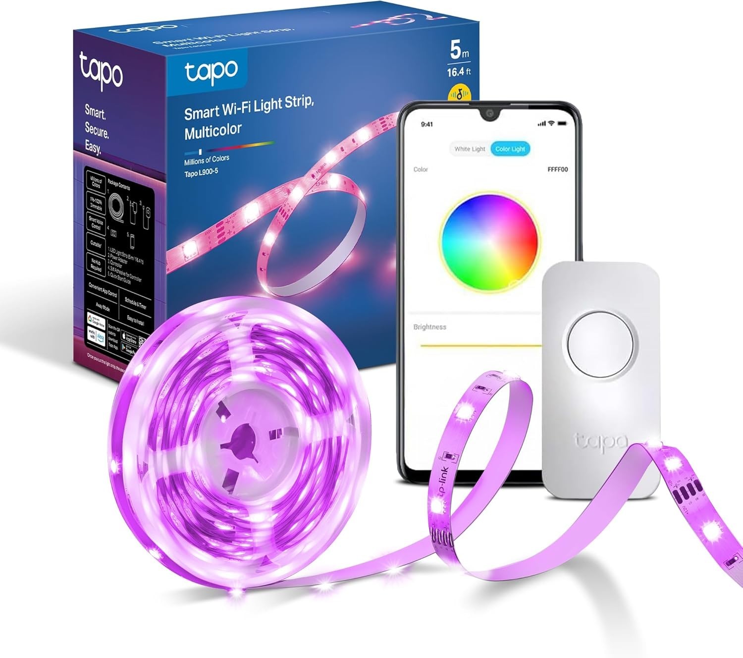 Tapo L900-5 LED Strip Light 5m, Multicolour Led lights for TV Bedroom, Smart Lig