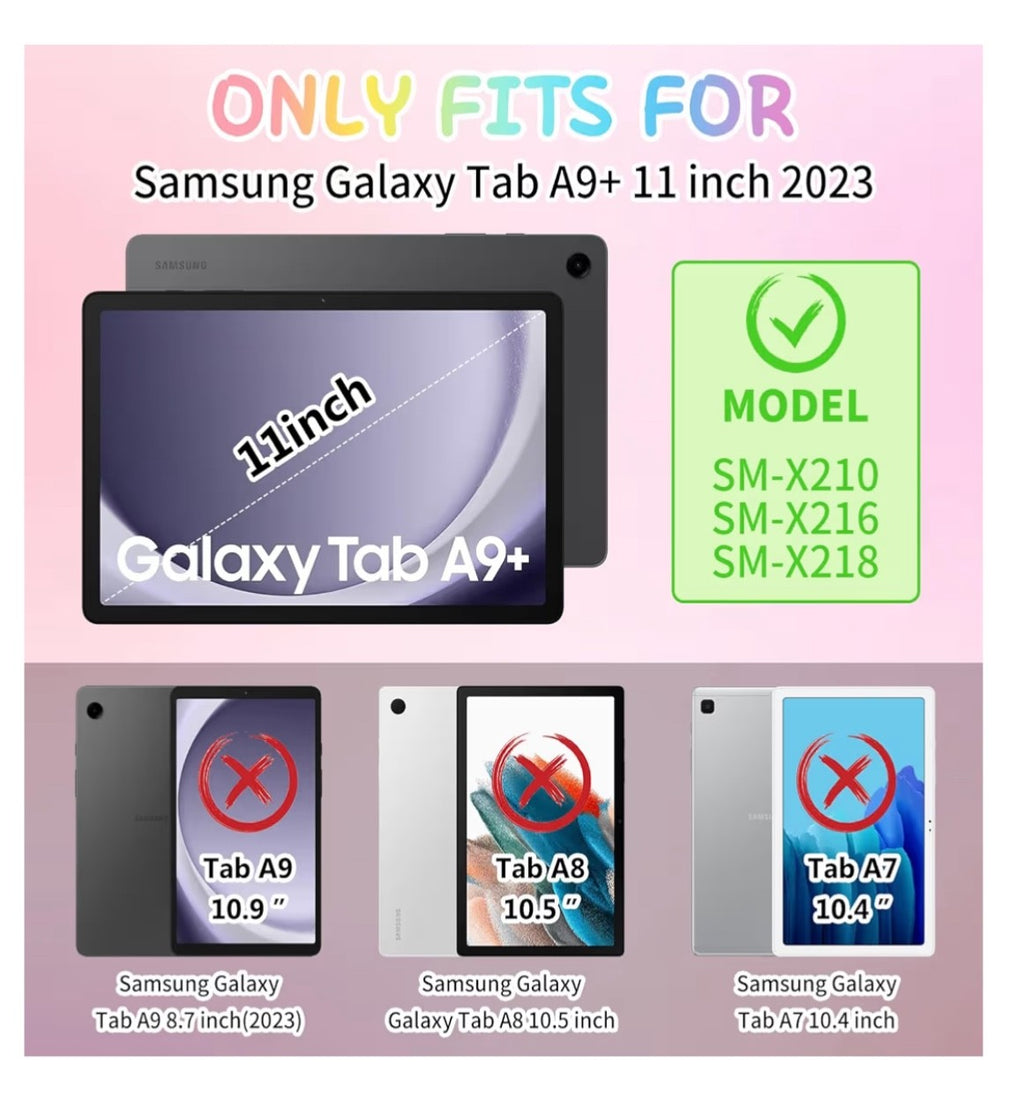 for Galaxy Tab A9 Plus Case 11 Inch 2023 for Kids Girls Heavy Duty Shockproof Co