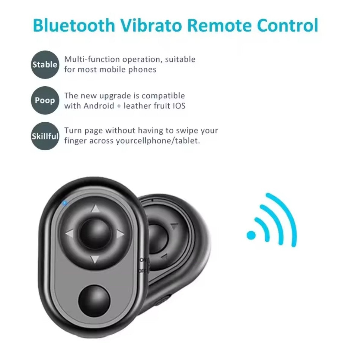 Bluetooth Remote Control Phone Camera Selfie Shutter Stick ( iPhone Android)