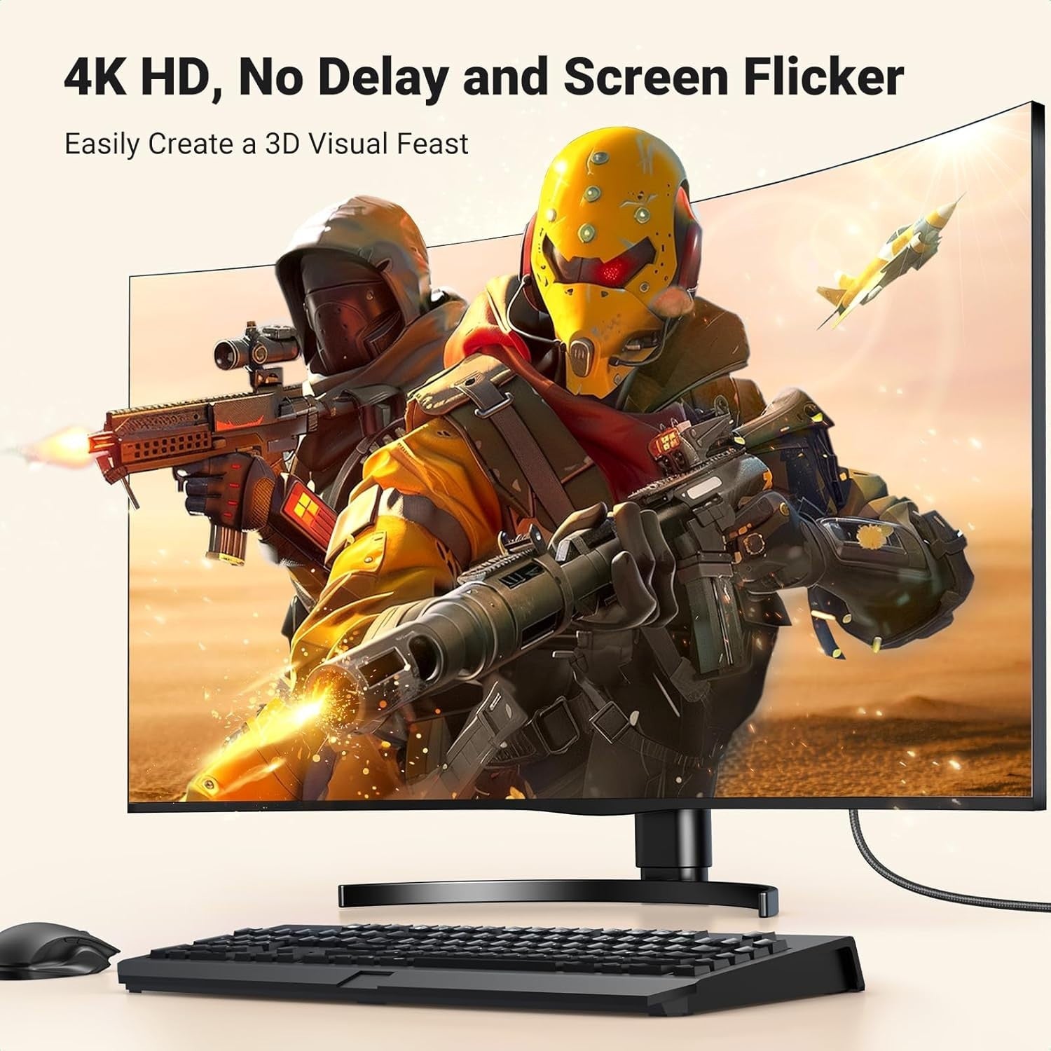 UGREEN 4K Displayport to HDMI Cable  UniDirectional Braided DP to HDMI 1-2M