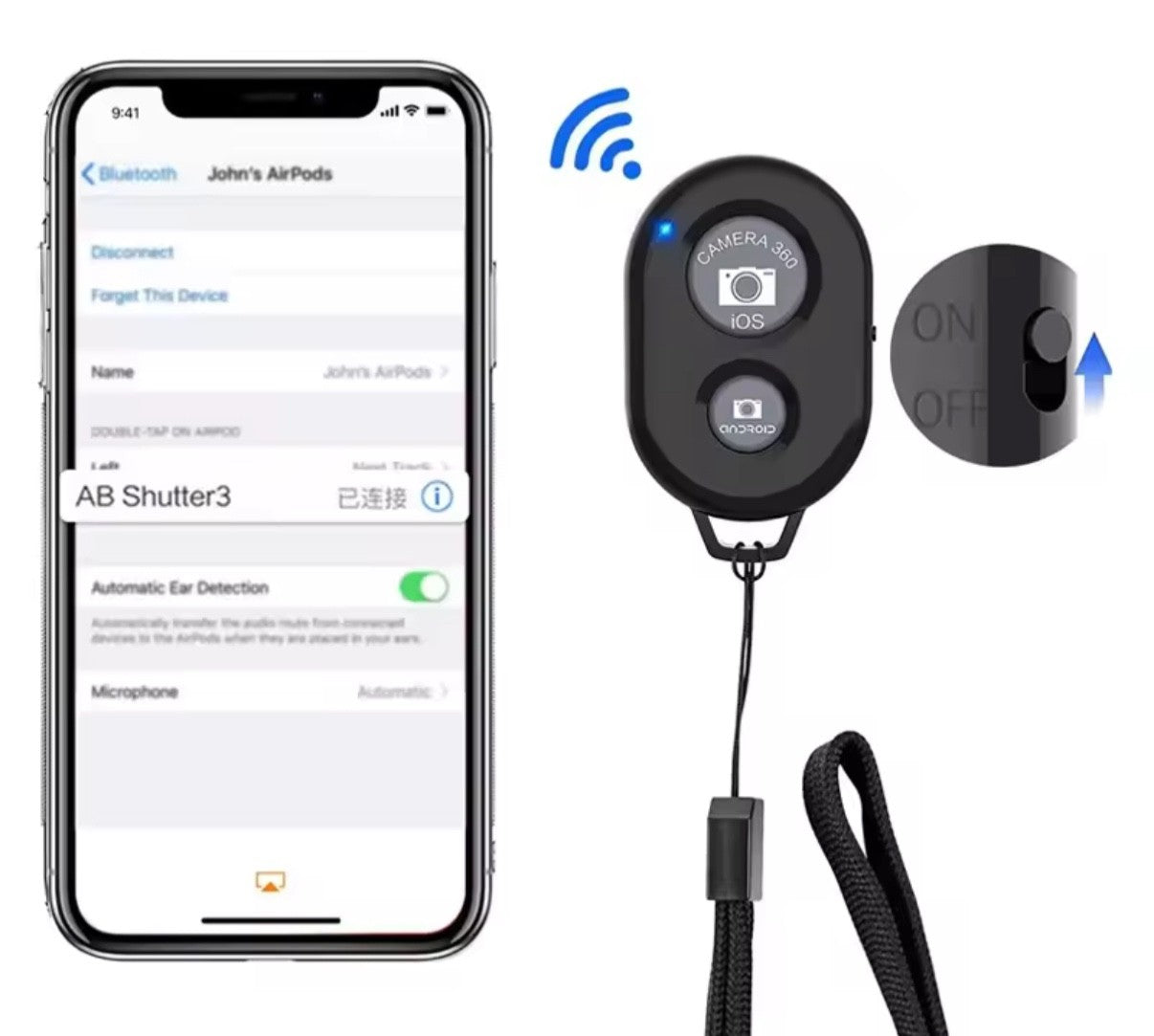 Bluetooth Remote Control Phone Camera Selfie Shutter Stick for iPhone Android UK