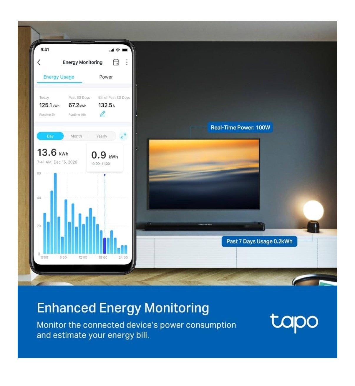 Tapo P110 (2-Pack) Smart Plug, WiFi Plug, Energy Monitoring, Electricity Usage
