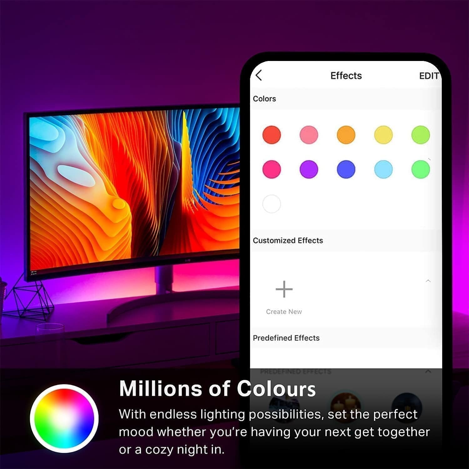 Tapo L900-5 LED Strip Light 5m, Multicolour Led lights for TV Bedroom, Smart Lig